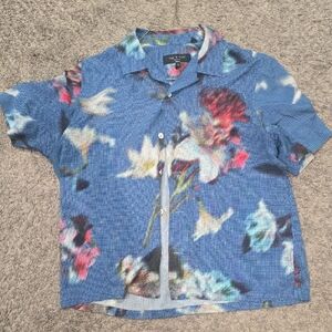 rag & bone Blue Floral Casual Button Down Shirt